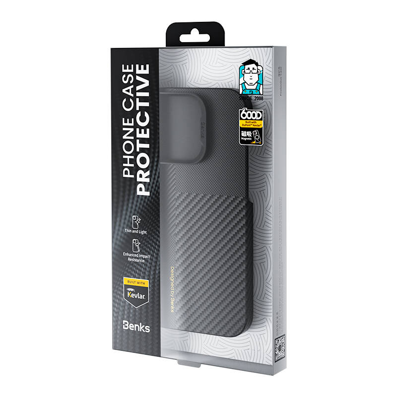 Apple iPhone 15 Pro Max Uyumlu Magsafe Şarj Özellikli Karbon Fiber Benks Montage ArmorAir 600D Kevlar Kapak - 3