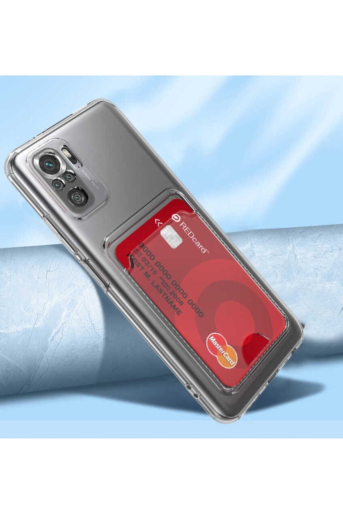 Xiaomi Poco M5S Uyumlu Kılıf Kartlıklı Şeffaf Zore Setra Clear Silikon Kapak