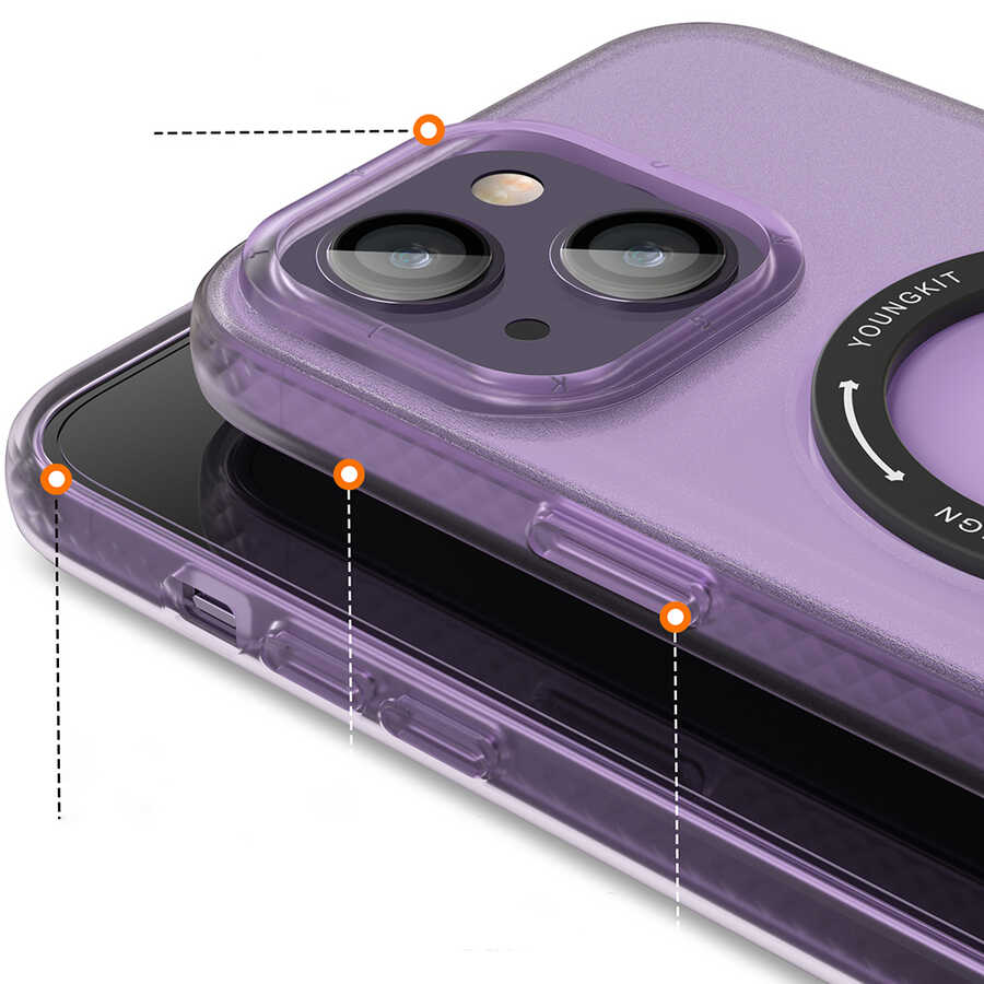 Apple iPhone 14 Plus Uyumlu Kılıf Magsafe Şarj Özellikli Youngkit Rock Serisi Kapak - 2