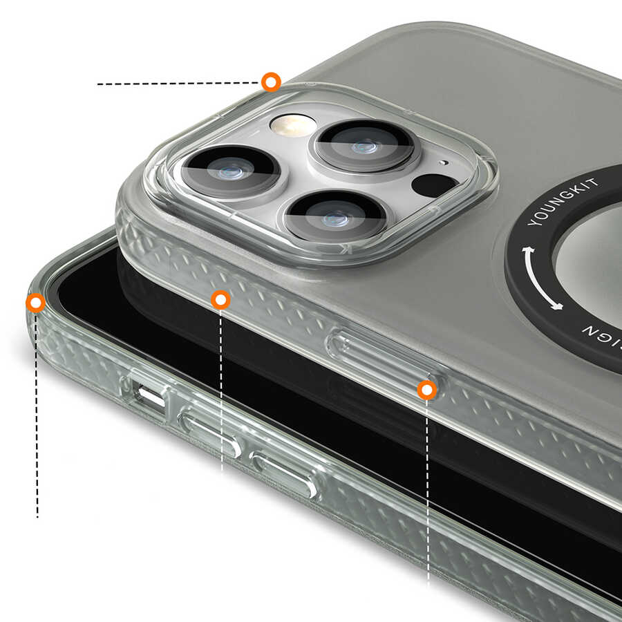 Apple iPhone 14 Pro Max Uyumlu Kılıf Magsafe Şarj Özellikli Youngkit Rock Serisi Kapak - 2