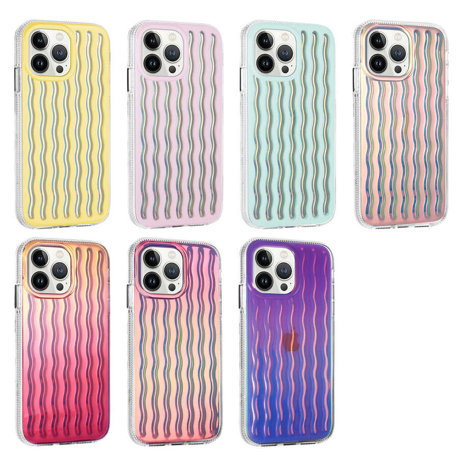 Apple iPhone 14 Pro Max Uyumlu Kılıf Kabartmalı Dalga Tasarımlı Silikon Zore İsmira Kapak - 1