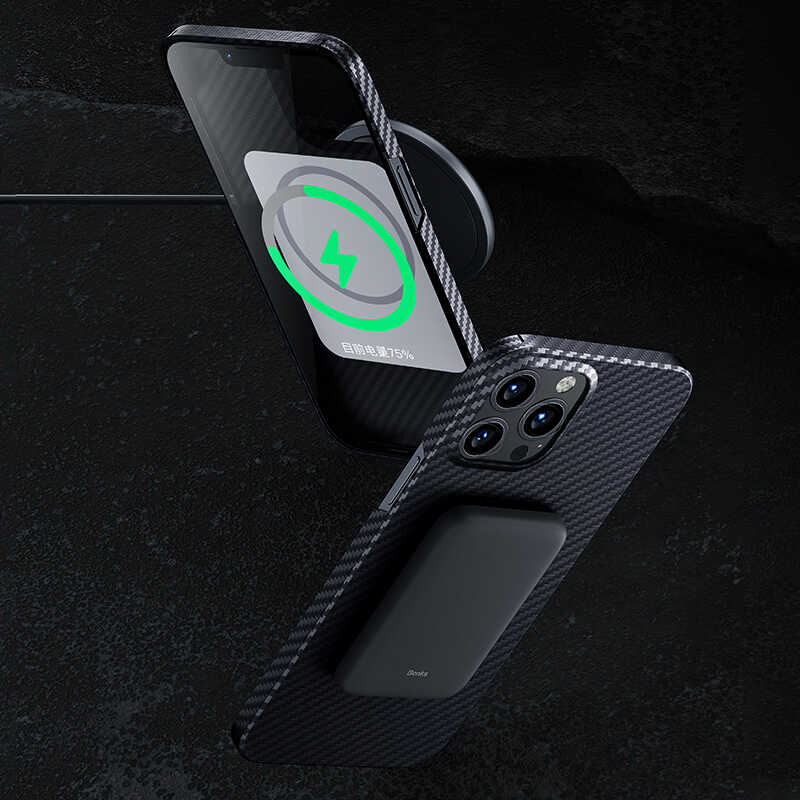 Apple iPhone 13 Pro Uyumlu Kılıf Magsafe Özellikli Karbon Fiber Benks Essential Kevlar Kapak - 2