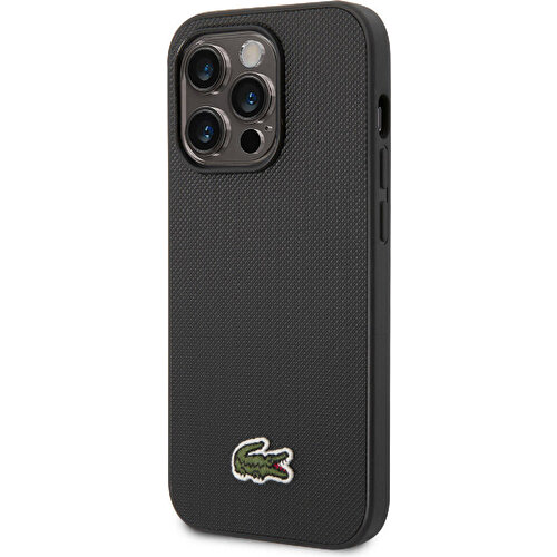 Apple iPhone 14 Pro Uyumlu Kılıf Lacoste Orjinal Lisanslı PU Pike Desenli Arka Yüzey İkonik Timsah Dokuma Logolu Kapak
