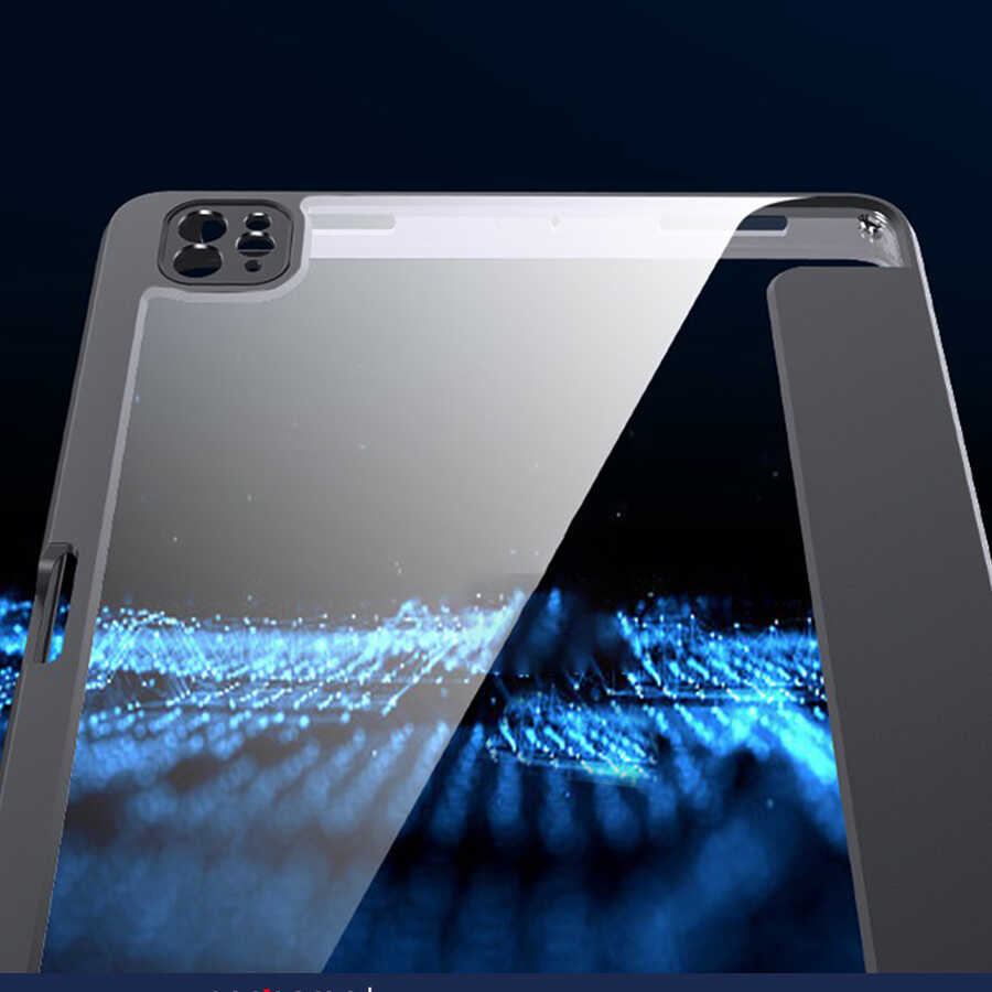 Apple iPad Pro 12.9 2022 M2 Uyumlu Kılıf Zore Nort Arkası Şeffaf Standlı Kılıf - 7