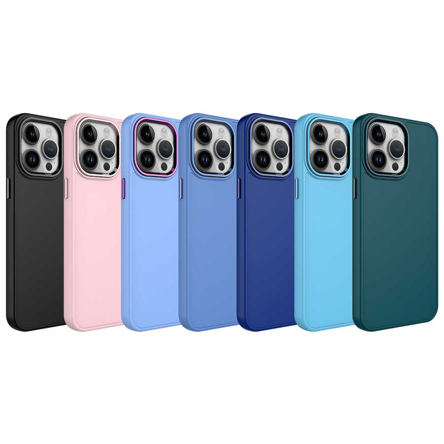 Apple iPhone 13 Pro Uyumlu Kılıf Metal Çerçeve ve Buton Tasarımlı Silikon Zore Luna Kapak - 1