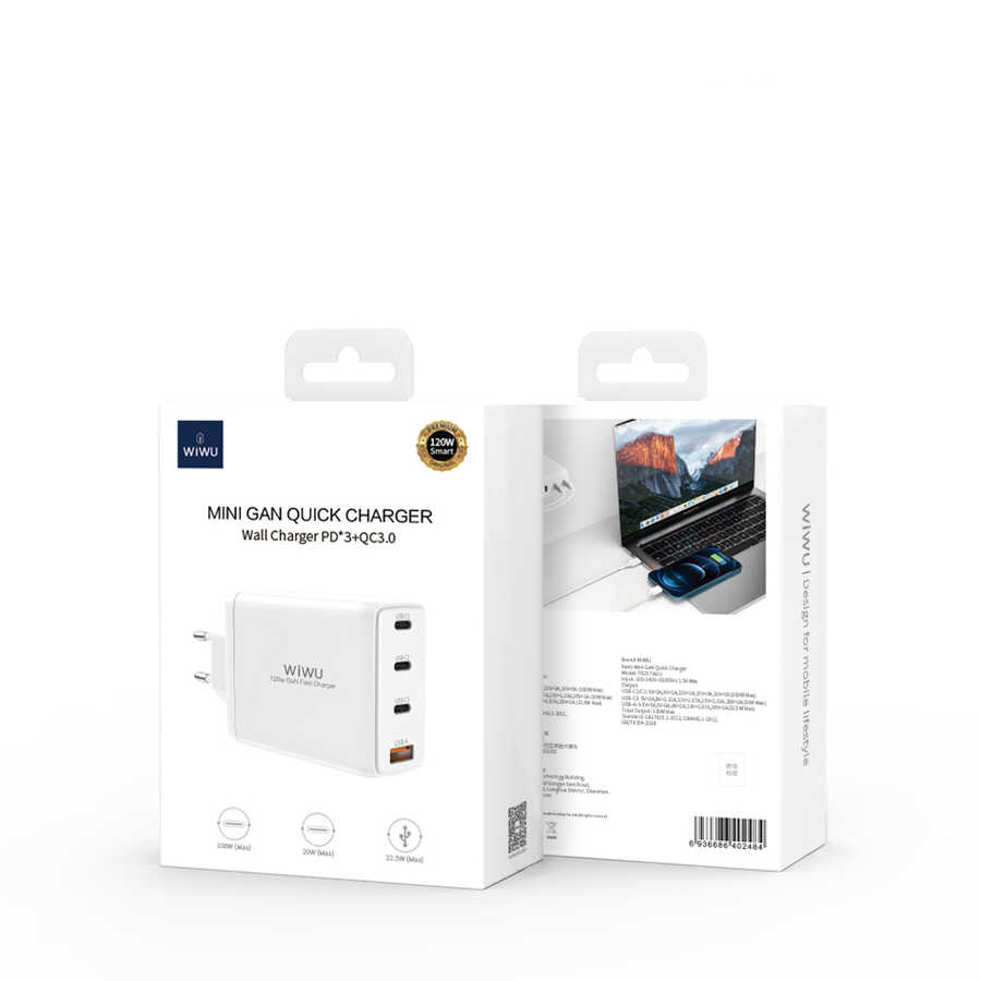 Wiwu TR257-AEU Mini Gan Tech 120W Power Adaptör - 8