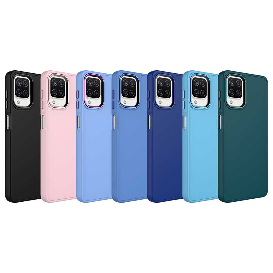 Samsung Galaxy M32 Uyumlu Kılıf Metal Çerçeve ve Buton Tasarımlı Silikon Zore Luna Kapak - 2