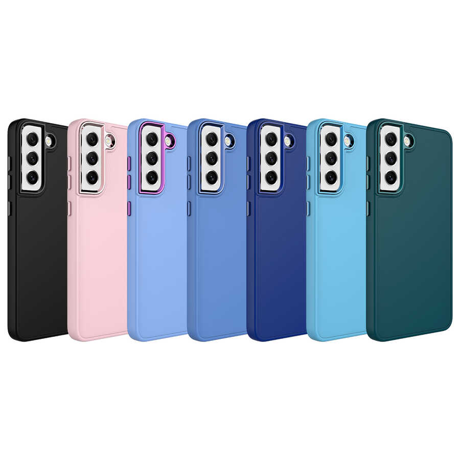 Samsung Galaxy S21 FE Uyumlu Kılıf Metal Çerçeve ve Buton Tasarımlı Silikon Zore Luna Kapak - 1