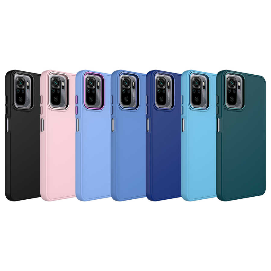 Xiaomi Redmi Note 10 Uyumlu Kılıf Metal Çerçeve ve Buton Tasarımlı Silikon Zore Luna Kapak - 1