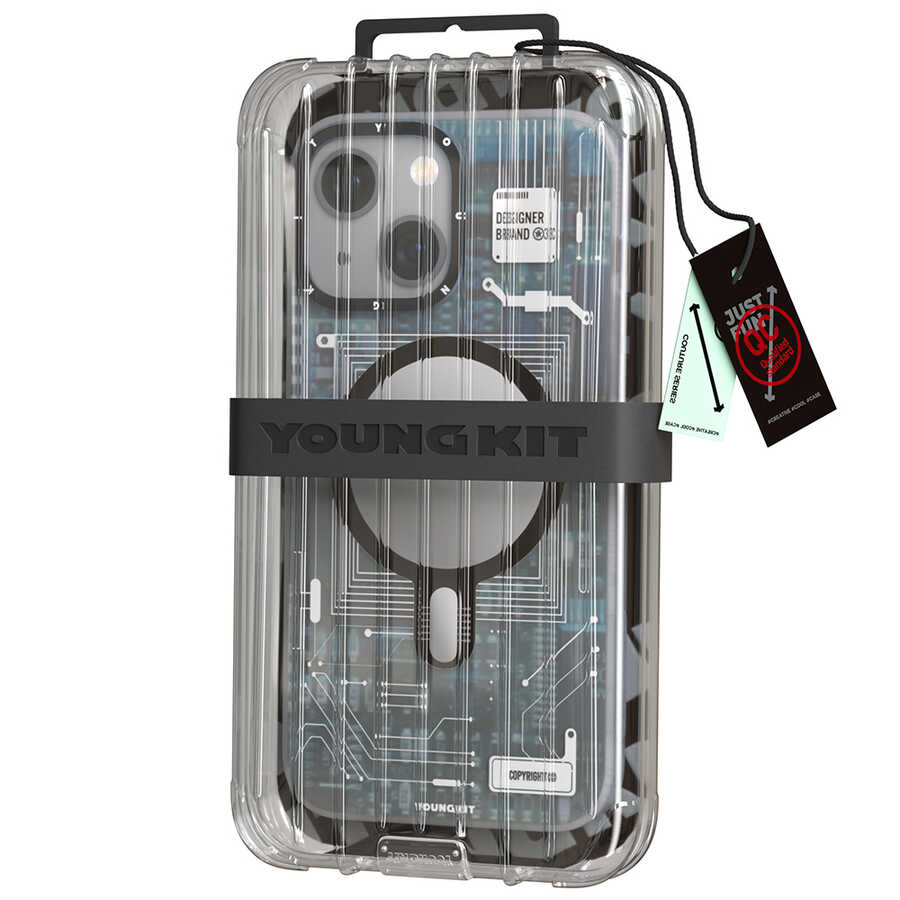 Apple iPhone 14 Uyumlu Kılıf Magsafe Şarj Özellikli YoungKit Technology Serisi Kapak - 9