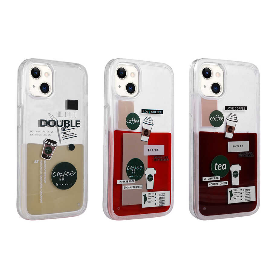 Apple iPhone 14 Plus Uyumlu Kılıf Desenli Sıvılı Zore Drink Silikon Kapak - 1