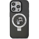 Apple iPhone 15 Pro Uyumlu Kılıf Karl Lagerfeld Orjinal Lisanslı Magsafe Şarj Özellikli K&C İkonik Baskılı Ring Standlı Kapak