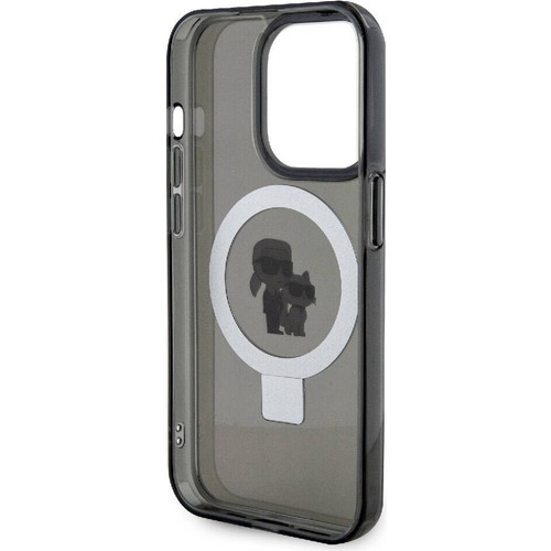 Apple iPhone 15 Pro Uyumlu Kılıf Karl Lagerfeld Orjinal Lisanslı Magsafe Şarj Özellikli K&C İkonik Baskılı Ring Standlı Kapak