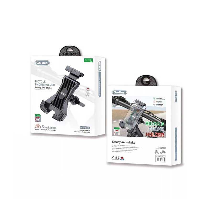 Go Des GD-HD715 Sarsıntı Önleyici 360 Derece Ayarlanabilir Bisiklet ve Motosiklet Telefon Tutucu - 1