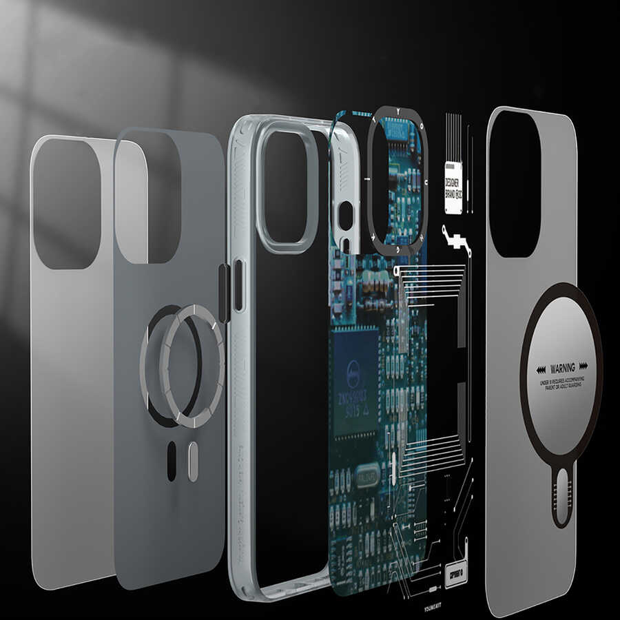 Apple iPhone 14 Plus Uyumlu Kılıf Magsafe Şarj Özellikli YoungKit Technology Serisi Kapak - 12