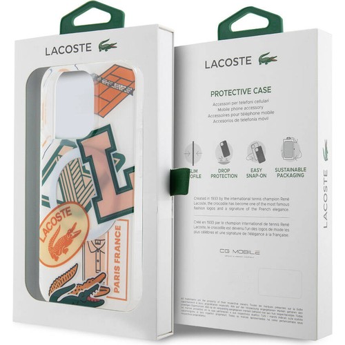 Apple iPhone 15 Pro Uyumlu Kılıf Lacoste Orjinal Lisanslı Magsafe Şarj Özellikli Çift Katmanlı Yamalar Desenli Kapak