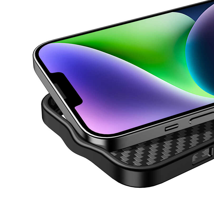 Apple iPhone 14 Uyumlu Kılıf Aramid Karbon Fiber Magsafe Özellikli Wlons Radison Kapak - 10
