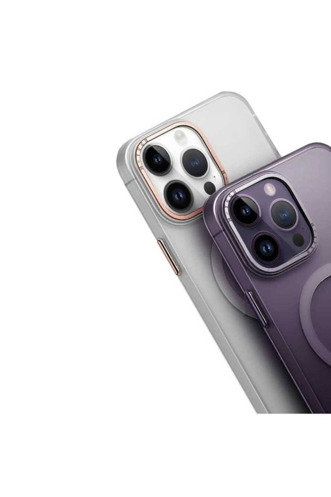 Apple iPhone 14 Pro Uyumlu Kılıf Magsafe Şarj Özellikli Buzlu Sert PC Zore Tuval Kapak