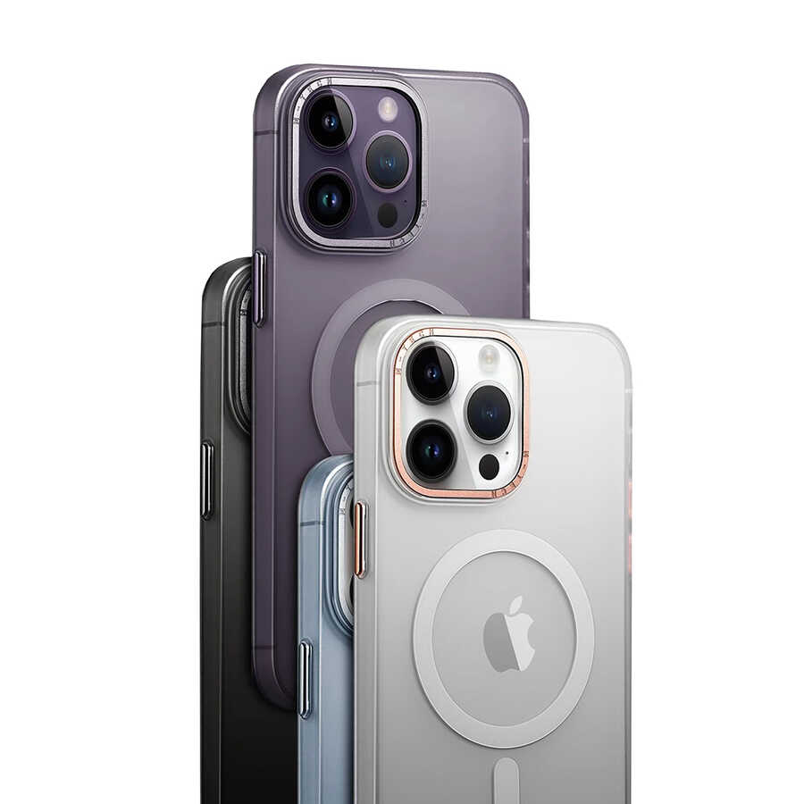 Apple iPhone 14 Pro Max Uyumlu Kılıf Magsafe Şarj Özellikli Buzlu Sert PC Zore Tuval Kapak - 2