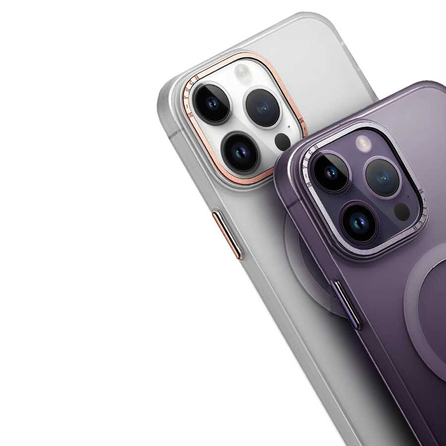 Apple iPhone 14 Pro Max Uyumlu Kılıf Magsafe Şarj Özellikli Buzlu Sert PC Zore Tuval Kapak - 4