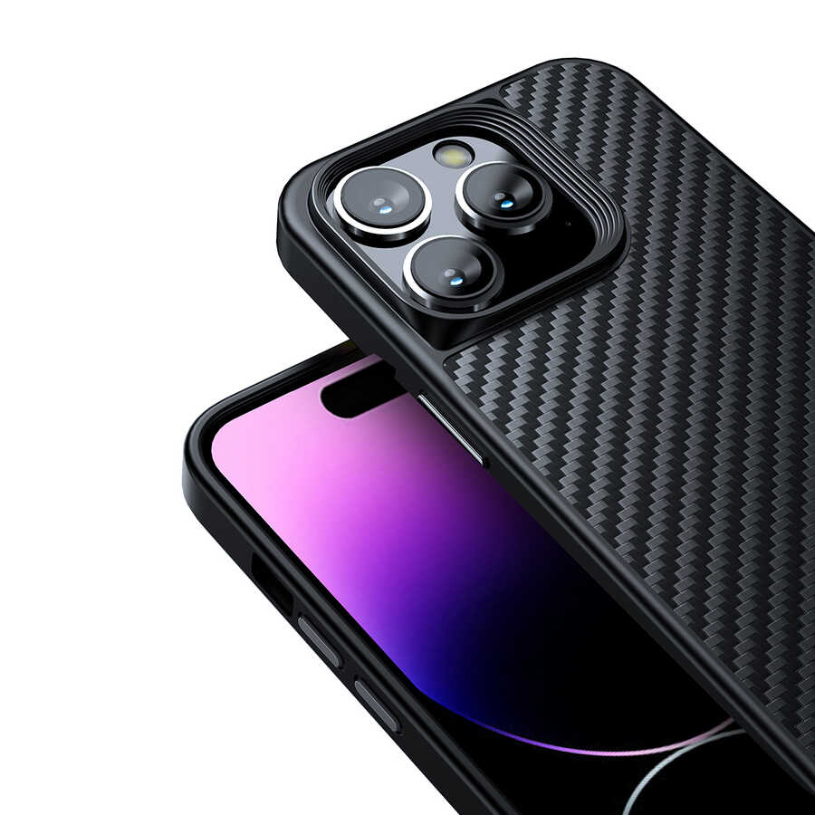 Apple iPhone 14 Pro Uyumlu Kılıf Aramid Karbon Fiber Magsafe Özellikli Wlons Radison Kapak - 10