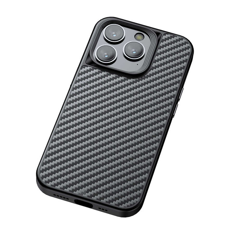 Apple iPhone 14 Pro Max Uyumlu Kılıf Aramid Karbon Fiber Magsafe Özellikli Wlons Radison Kapak - 1