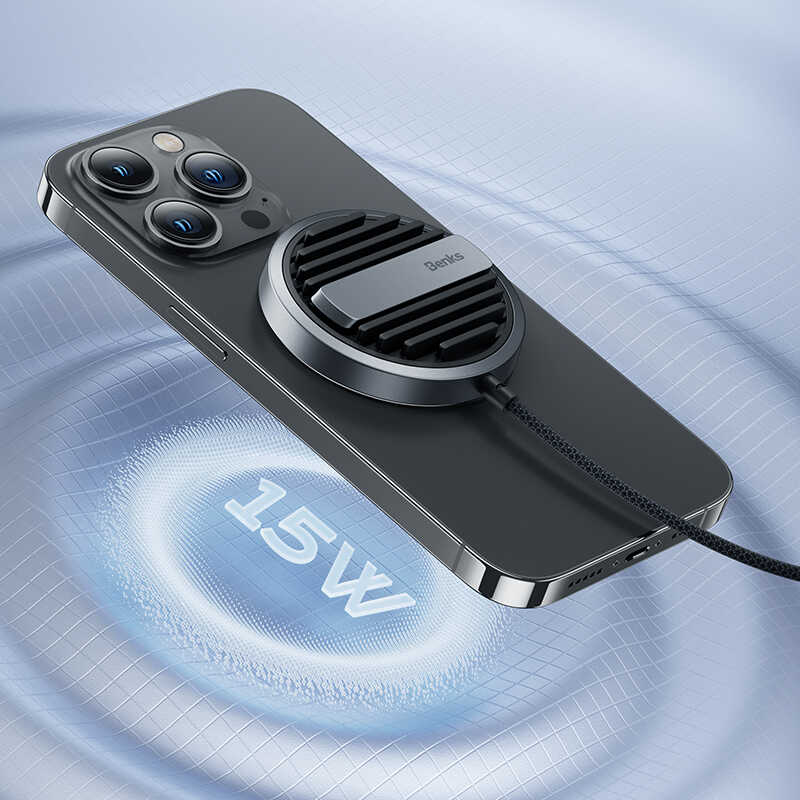 Benks MFM01 MFI Sertifikalı Standlı 15W Hızlı Şarj Özellikli Magsafe PD Wireless Şarj Aleti - 1