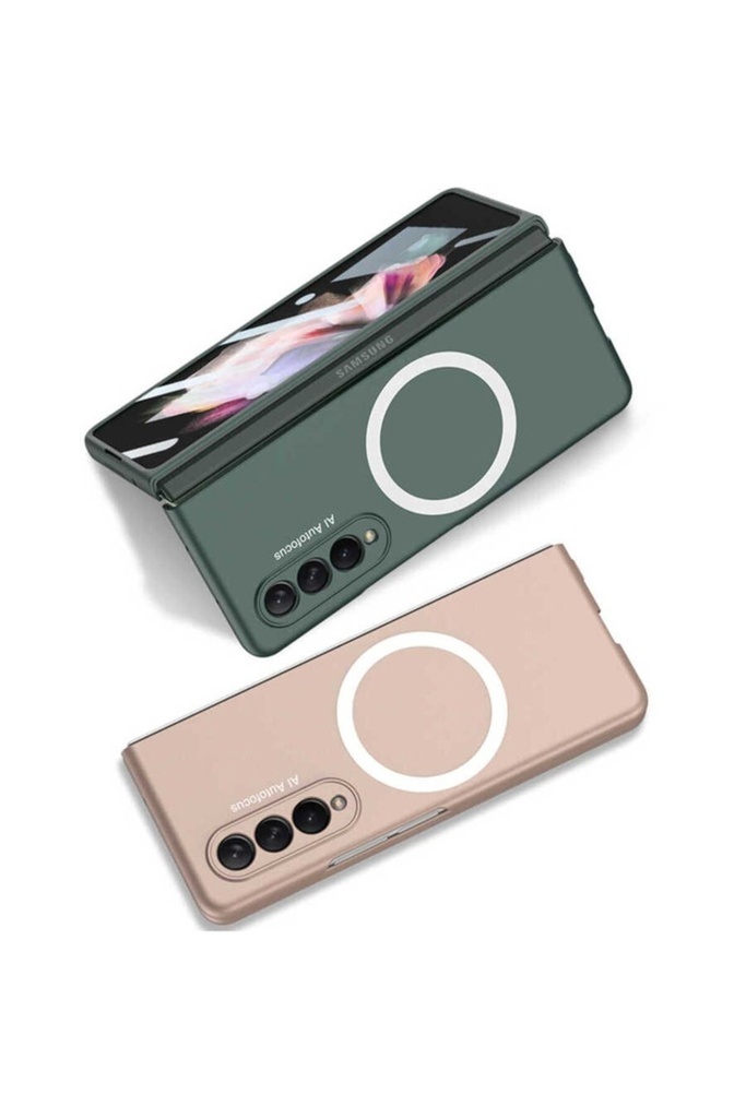 Samsung Galaxy Z Fold 3 Uyumlu Kılıf Wireless Şarj Özellikli Zore Kıpta Magsafe Kapak