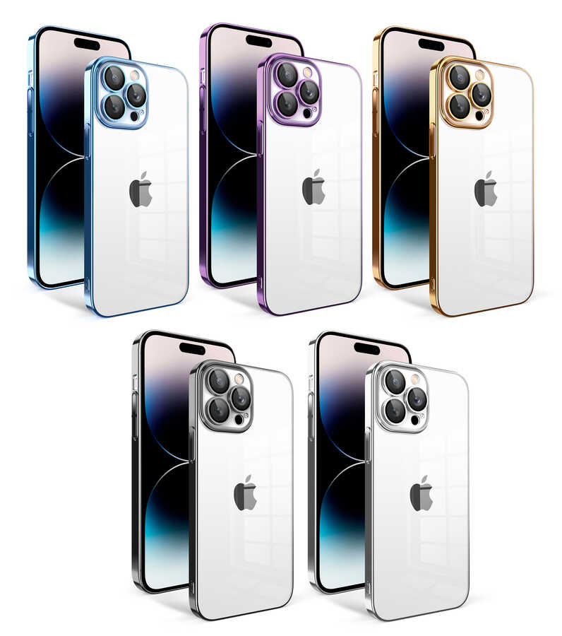 Apple iPhone 14 Pro Uyumlu Kılıf Kamera Korumalı Renkli Çerçeveli Zore Garaj Kapak - 1