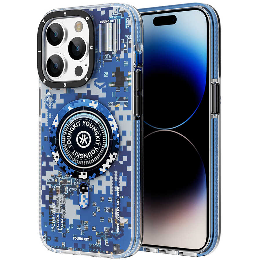 Apple iPhone 14 Pro Uyumlu Kılıf Magsafe Şarj Özellikli YoungKit Kamuflaj Serisi Kapak - 4