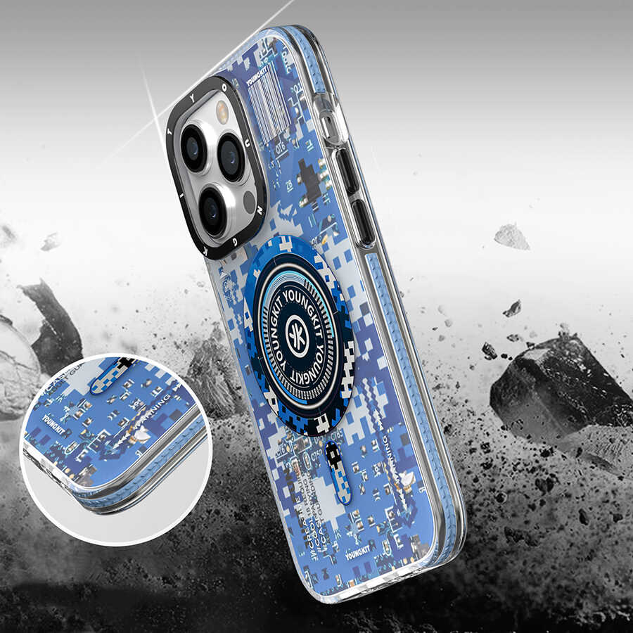 Apple iPhone 14 Pro Uyumlu Kılıf Magsafe Şarj Özellikli YoungKit Kamuflaj Serisi Kapak - 5