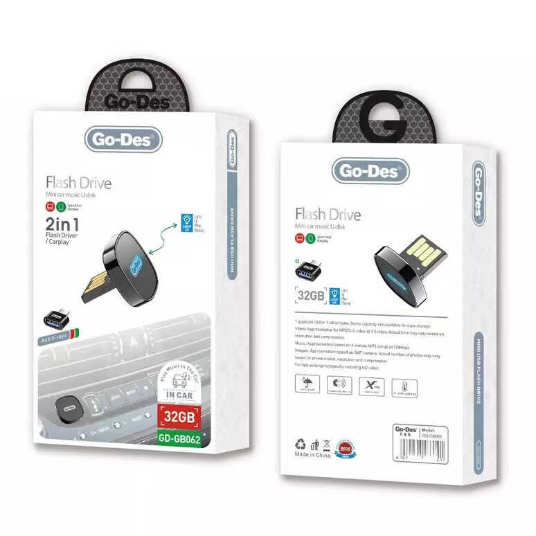 Go Des GD-GB062 2 in 1 Led Işıklı Araç İçi Mini Flash Disk 32 Gb Type-C OTG Hediyeli - 1