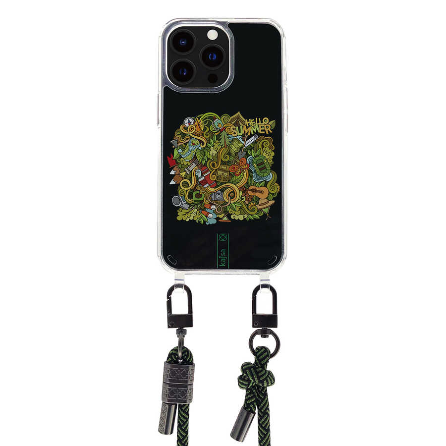 Apple iPhone 14 Pro Uyumlu Kılıf Kajsa Missy And Match Şeffaf Desenli İp Askılı Kapak - 5