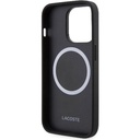 Apple iPhone 15 Pro Uyumlu Kılıf Lacoste Orjinal Lisanslı Magsafe Şarj Özellikli PU Deri Görünümlü Karışık Monogram Desenli Kapak