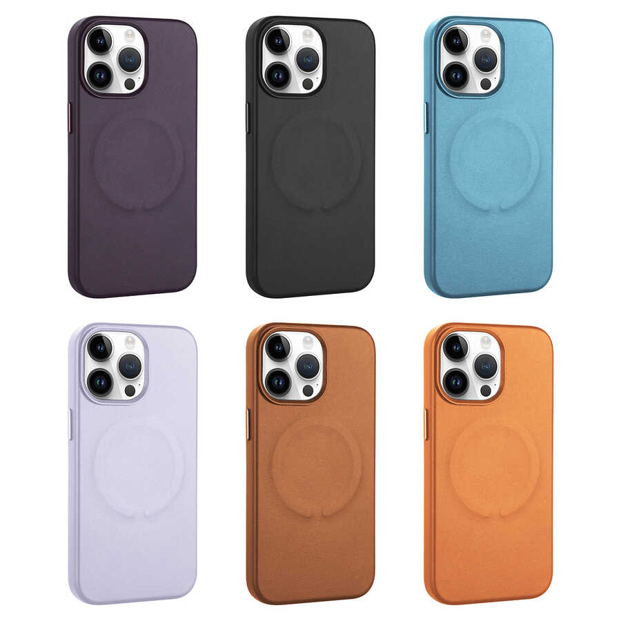 Apple iPhone 14 Pro Max Uyumlu Kılıf PU Deri Magsafe Wireless Şarj Özellikli Zore Derix Kapak - 1