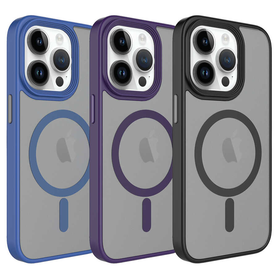 Apple iPhone 14 Pro Max Uyumlu Kılıf Mat Arka Yüzey Wireless Şarj Özellikli Zore Flet Magsafe Kapak - 1