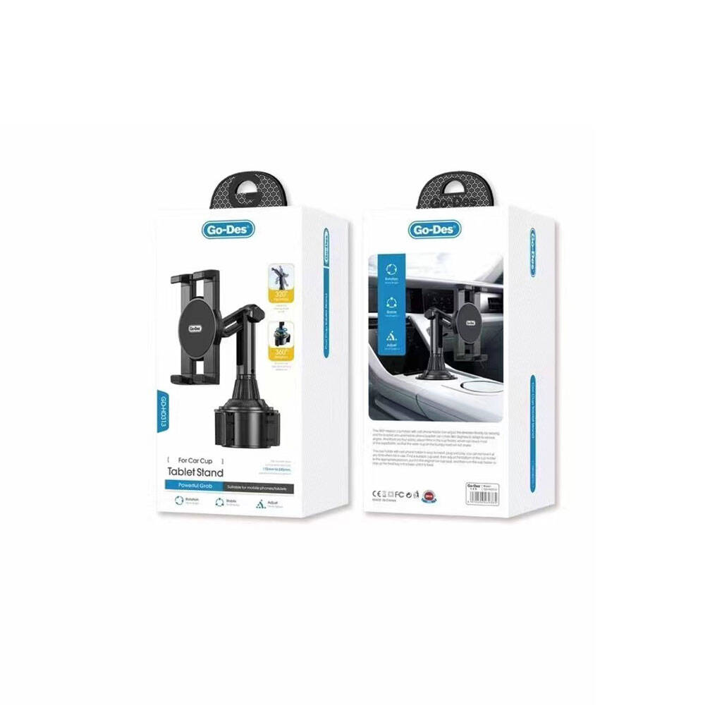 Go Des GD-HD313 Araç İçi Telefon Tutucu 360 Oynar Başlıklı Bardaklık Tipi Tutucu - 1