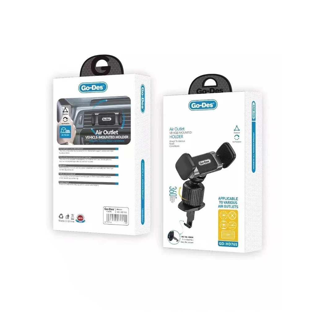 Go Des GD-HD765 360 Derece Oynar Başlıklı Telefon Tutucu Havalandırma Tasarım - 1