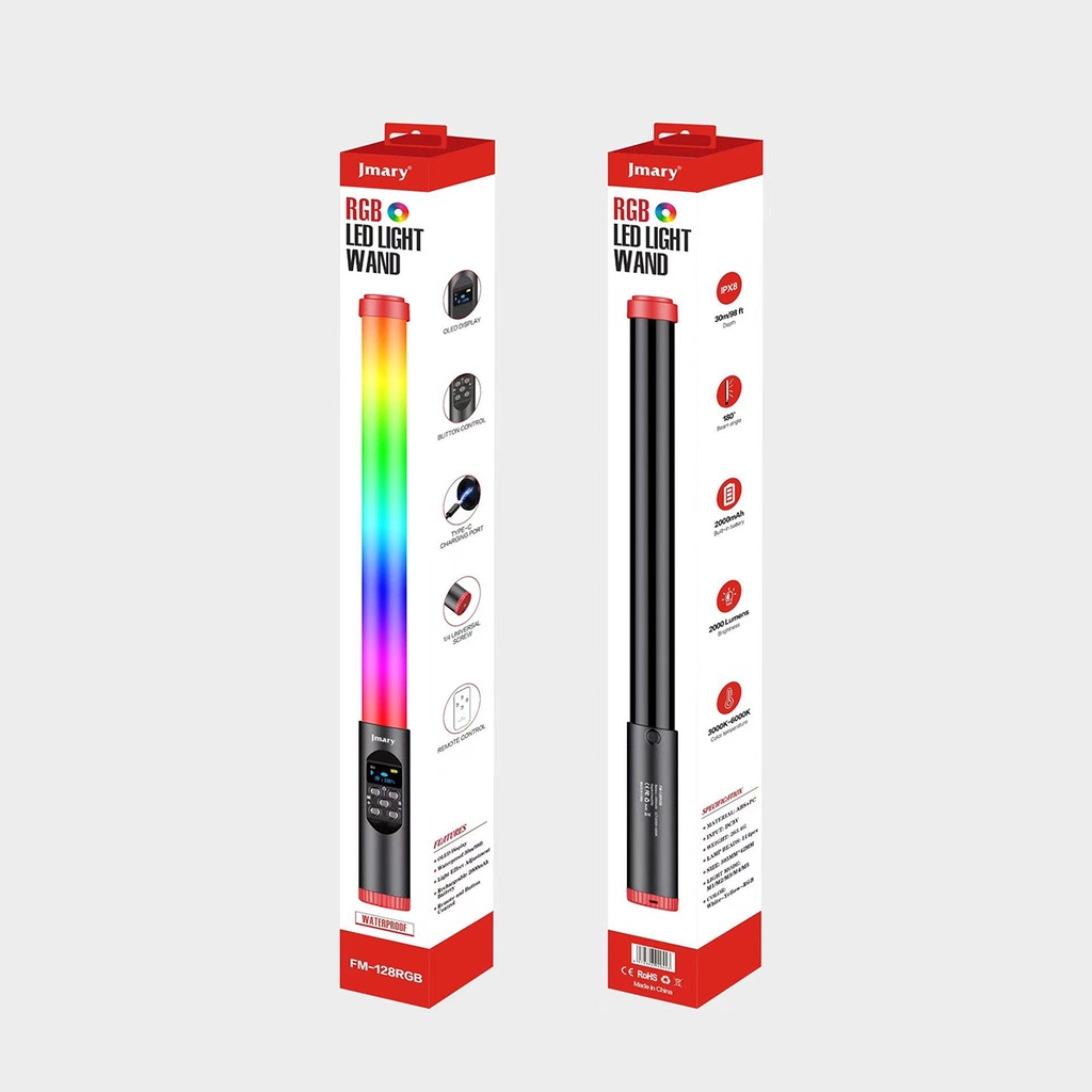 Jmary FM-128RGB OLED Ekran Göstergeli RGB Led Işıklı Su Geçirmez Aydınlatma Çubuğu - 4
