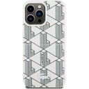 Apple iPhone 15 Pro Uyumlu Kılıf Lacoste Orjinal Lisanslı Magsafe Şarj Özellikli PU Deri Görünümlü Kartlıklı Karışık Monogram Desenli Kapak