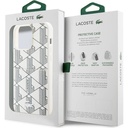 Apple iPhone 15 Pro Uyumlu Kılıf Lacoste Orjinal Lisanslı Magsafe Şarj Özellikli PU Deri Görünümlü Kartlıklı Karışık Monogram Desenli Kapak