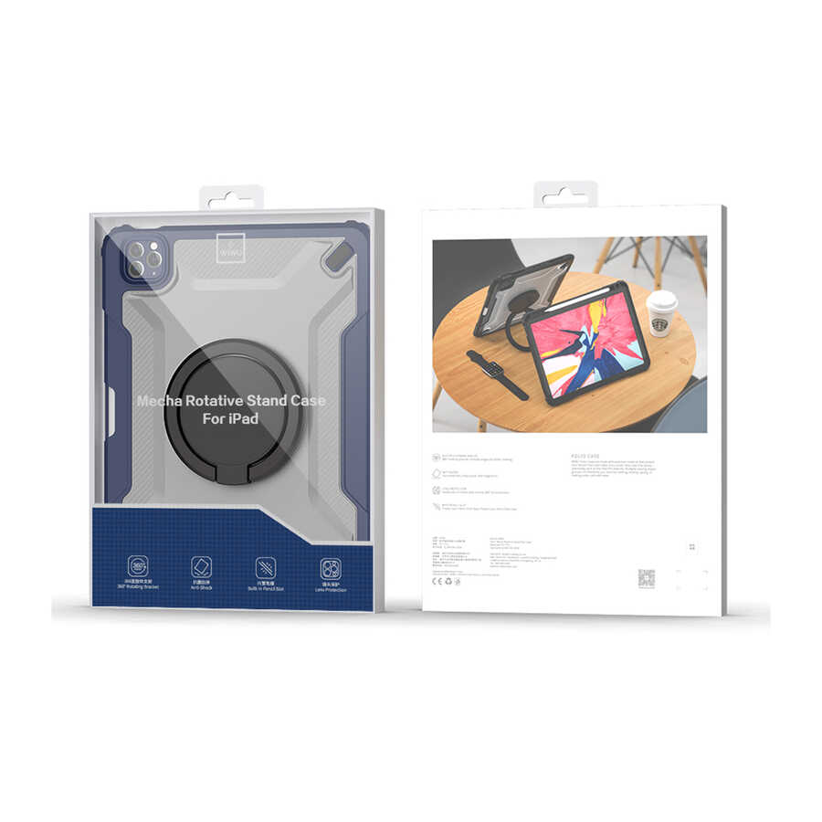 Apple iPad Air 10.9 2020 Uyumlu (4.Nesil) Wiwu Mecha Dönebilen Standlı Tablet Kılıfı - 13