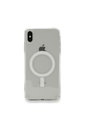 Megafox Teknoloji Apple iPhone XS Max Uyumlu Kılıf Magsafe Şarj Özellikli Şeffaf Sert PC Embos Kapak