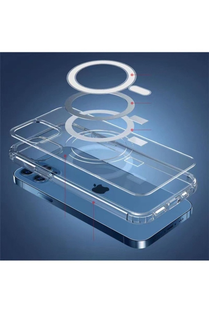 Apple iPhone 11 Pro Max Uyumlu Kılıf Magsafe Şarj Özellikli Şeffaf Sert PC Zore Embos Kapak