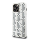Apple iPhone 15 Pro Max Uyumlu Kılıf Lacoste Orjinal Lisanslı Magsafe Şarj Özellikli PU Deri Görünümlü Kartlıklı Karışık Monogram Desenli Kapak