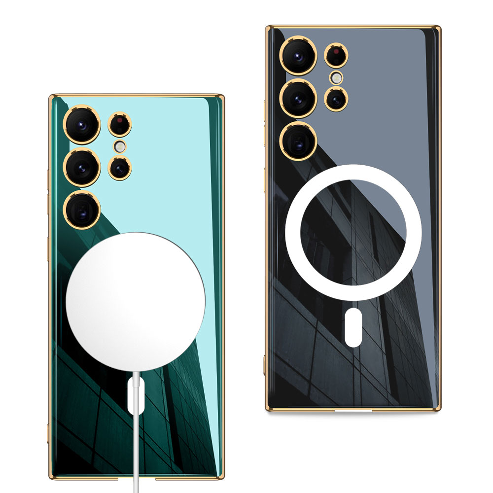 Samsung Galaxy S23 Ultra Uyumlu Kılıf Wireless Şarj Özellikli Kenarları Elektroplating Kaplama Aynalı Zore Kent Kapak - 1