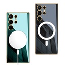 Samsung Galaxy S23 Ultra Uyumlu Kılıf Wireless Şarj Özellikli Kenarları Elektroplating Kaplama Aynalı Zore Kent Kapak - 1