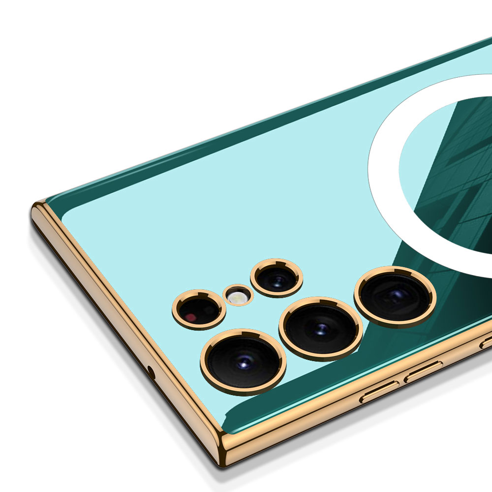 Samsung Galaxy S23 Ultra Uyumlu Kılıf Wireless Şarj Özellikli Kenarları Elektroplating Kaplama Aynalı Zore Kent Kapak - 4