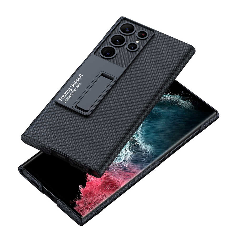 Samsung Galaxy S22 Ultra Uyumlu Kılıf Zore Kıpta Standlı Kapak - 1