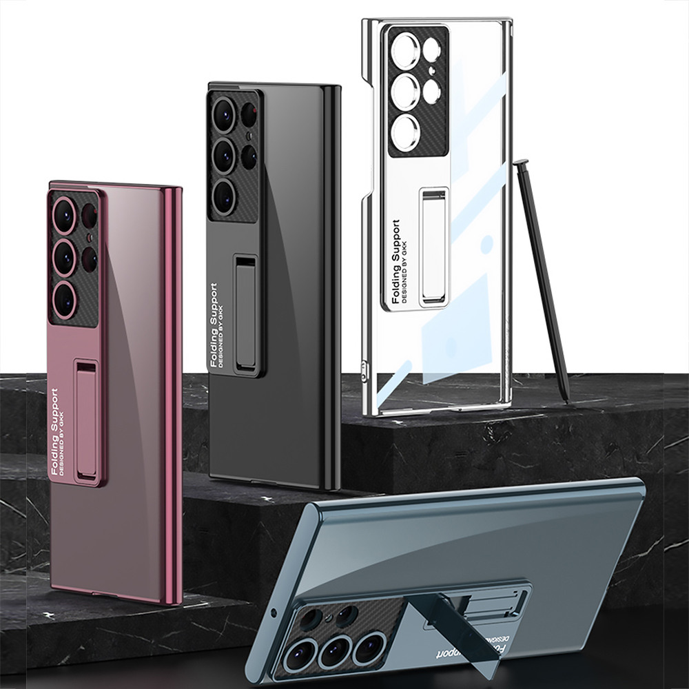 Samsung Galaxy S23 Ultra Uyumlu Kılıf Kamera Korumalı Şeffaf Tasarımlı Zore Lego Standlı Kapak - 1